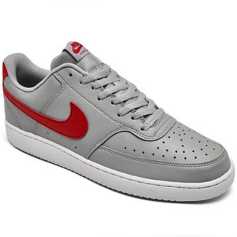 Nike Court Vision Next Nature Low Wolf Grey University Red Leather Sneakers 10